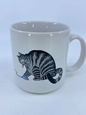 vintage klinab cat mug featuring cat with computer and mouse 1989